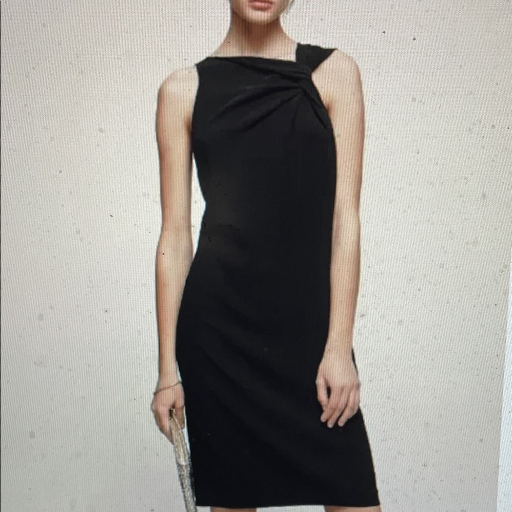Reiss Aliya Black asymmetrical neck LBD- nwt